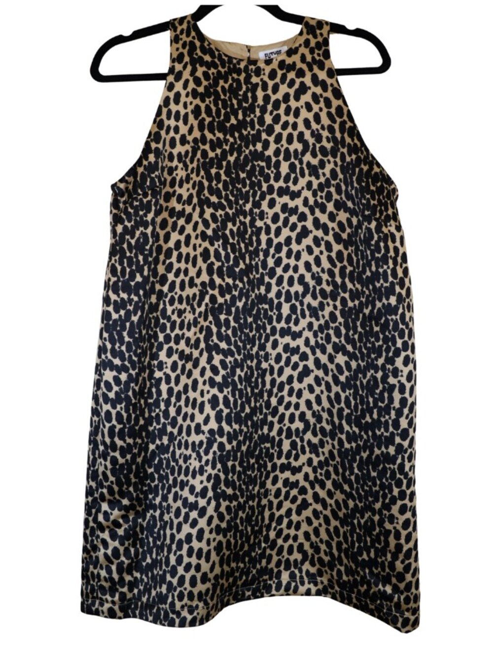 NWT Future Collective Satin Leopard Mini Shift Dress Size M